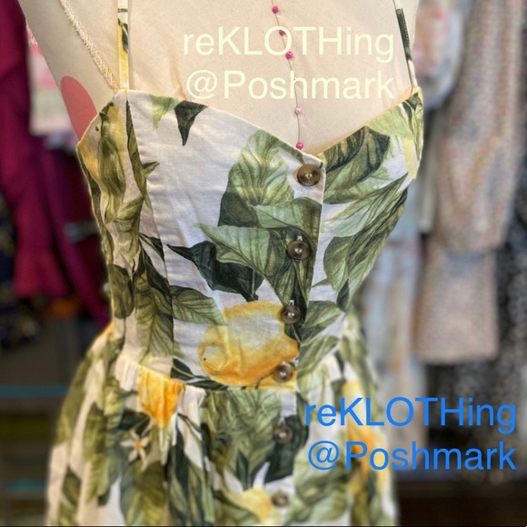 SOLD! H&M Linen-blend Lemon-print Midi Dress - Picture 7 of 16